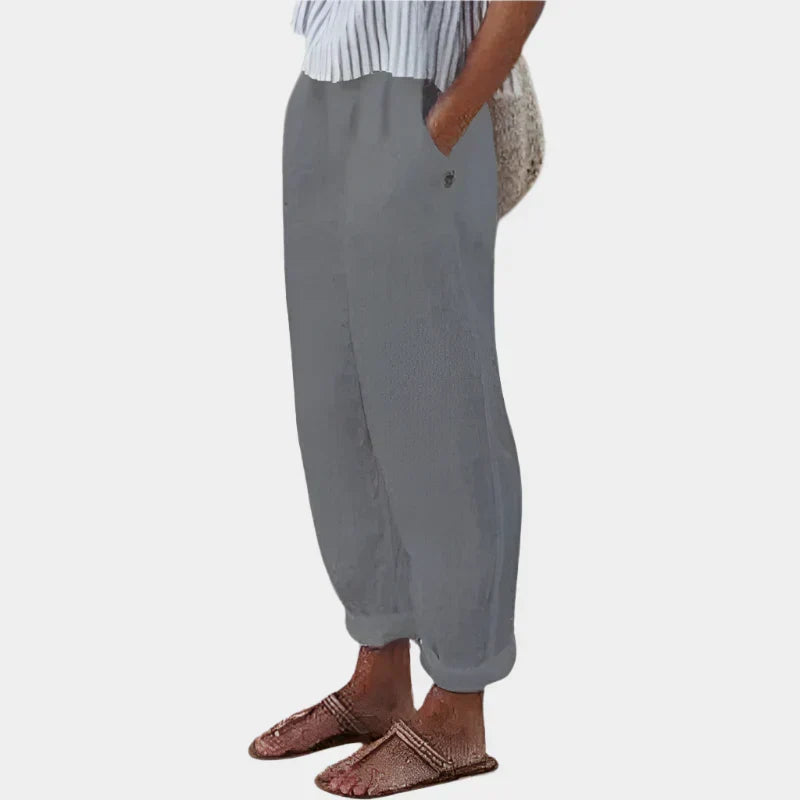 Anna Elegant Pantalones de Lino con Bolsillos UltraligerosComodidad