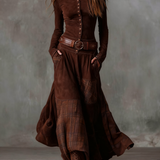 Azucena | Vestido maxi de ante con cinturón