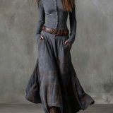 Azucena | Vestido maxi de ante con cinturón