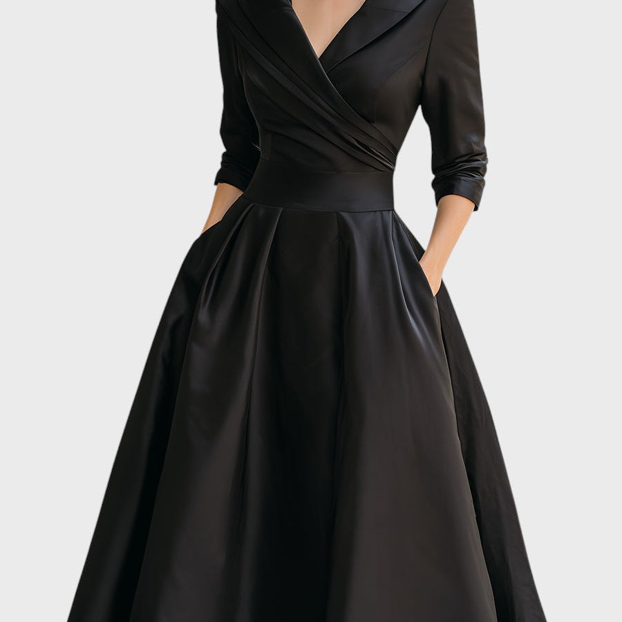Tereza | Elegante vestido midi de manga larga