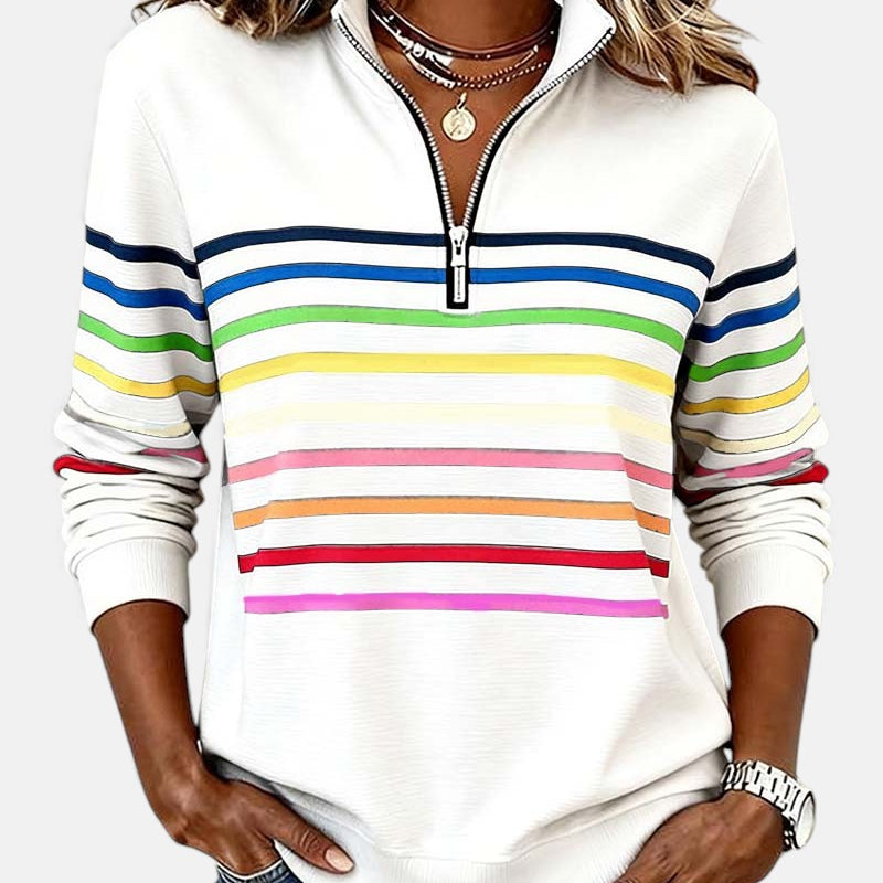 Viena | Sudadera con cremallera y rayas arcoíris