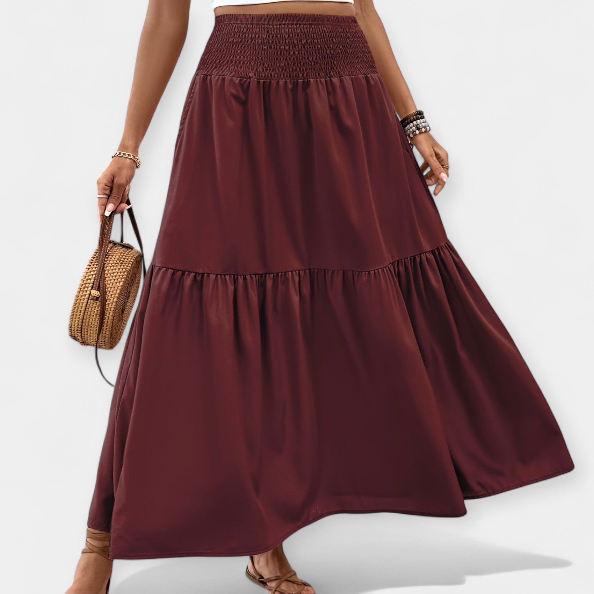 Adela Sofisticada Falda Floral Cintura Elástica