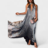 Calliope - Vestido maxi plisado metalizado