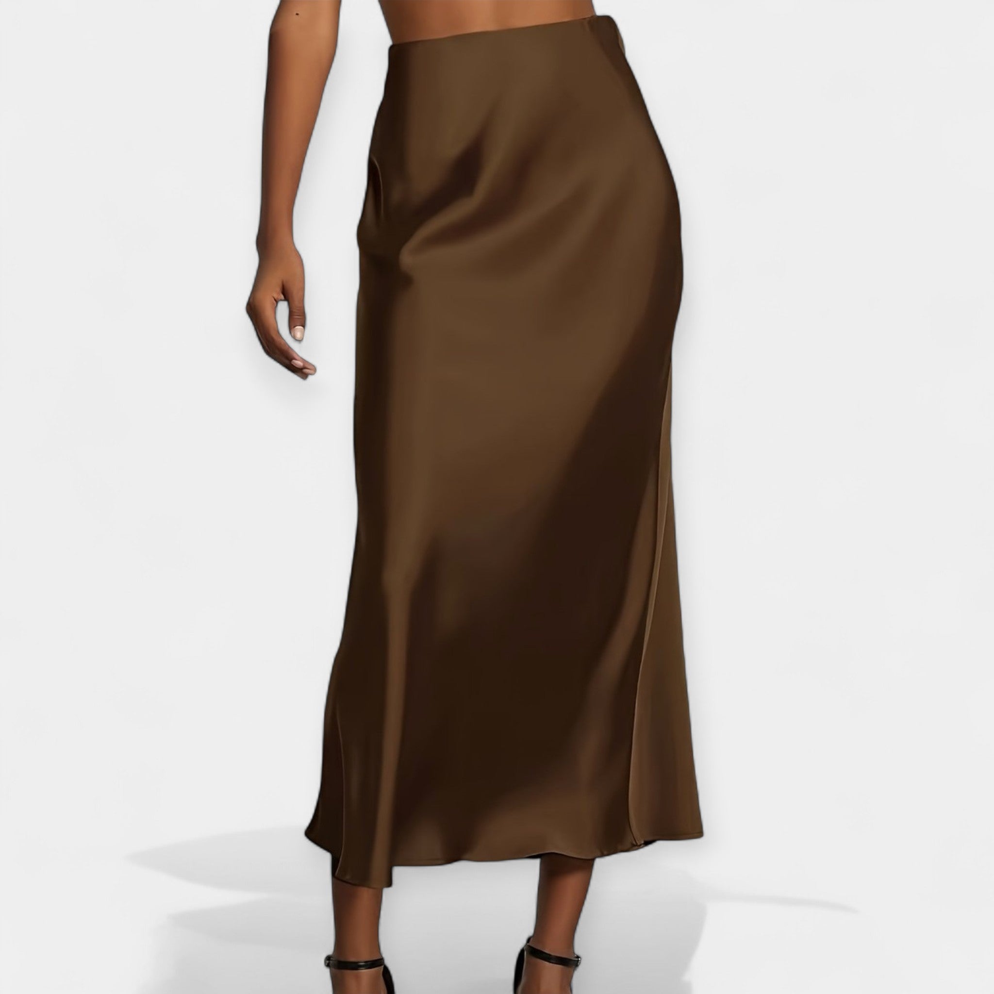 Věnceslava Elegante Falda Midi de Satén Versátil