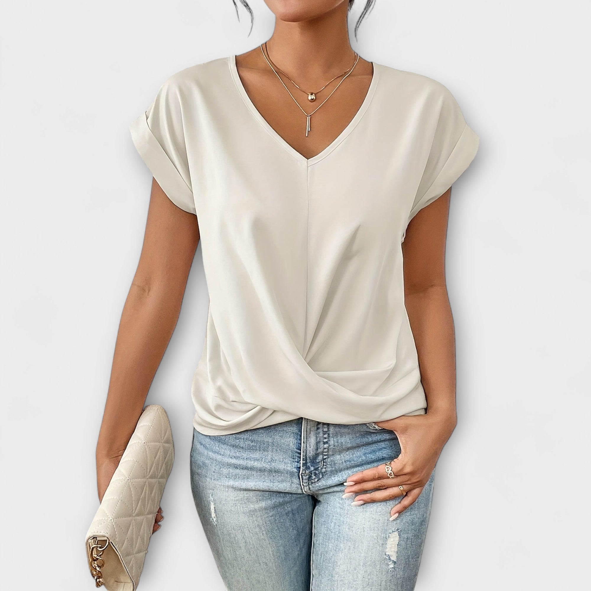 Eloise - Top con cuello en V y detalle de nudo