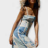 Terazza Ric Rac - Maxivestido de lino con corte acampanado