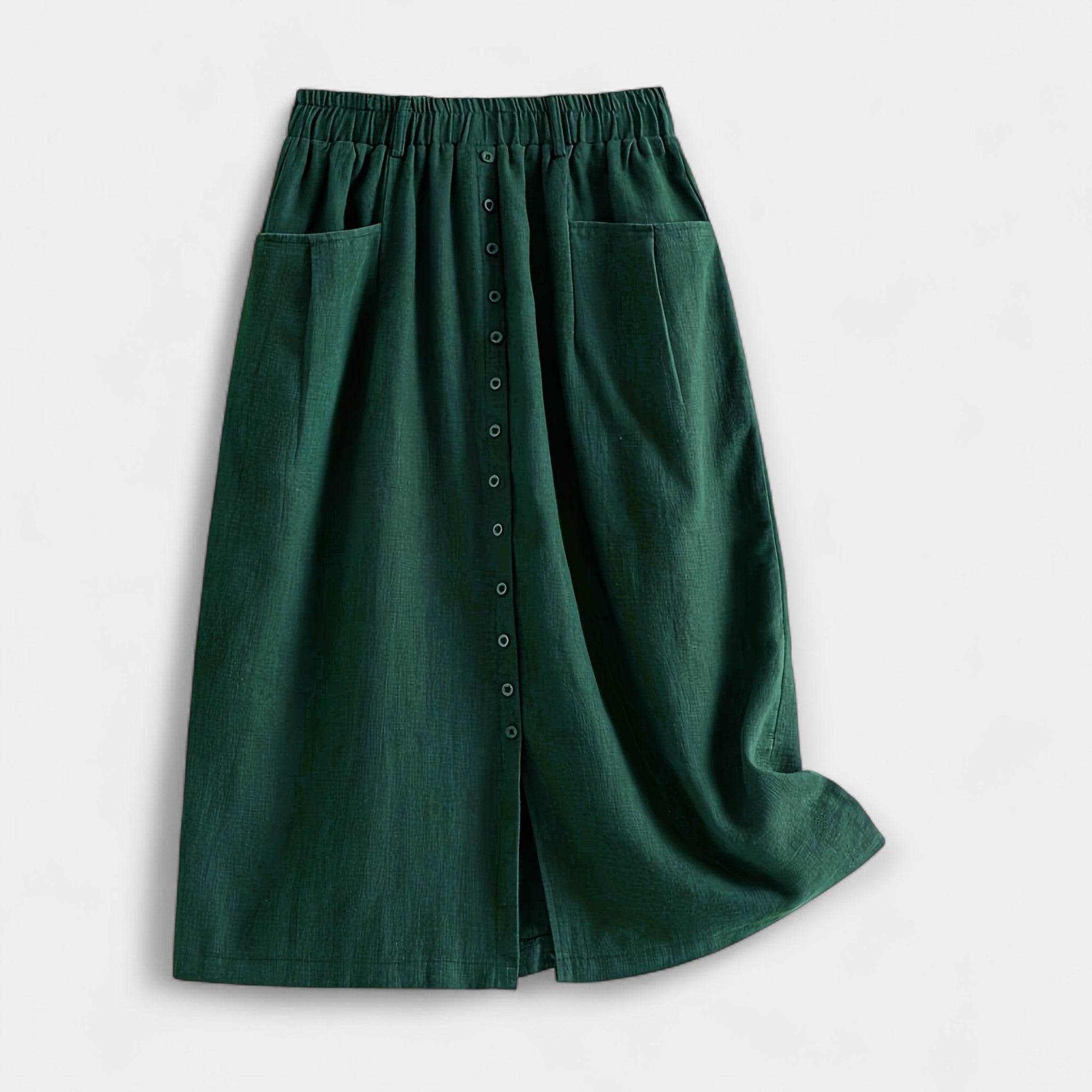 Falda Midi Vintage Elegante Magdalena Con Bolsillos Delanteros