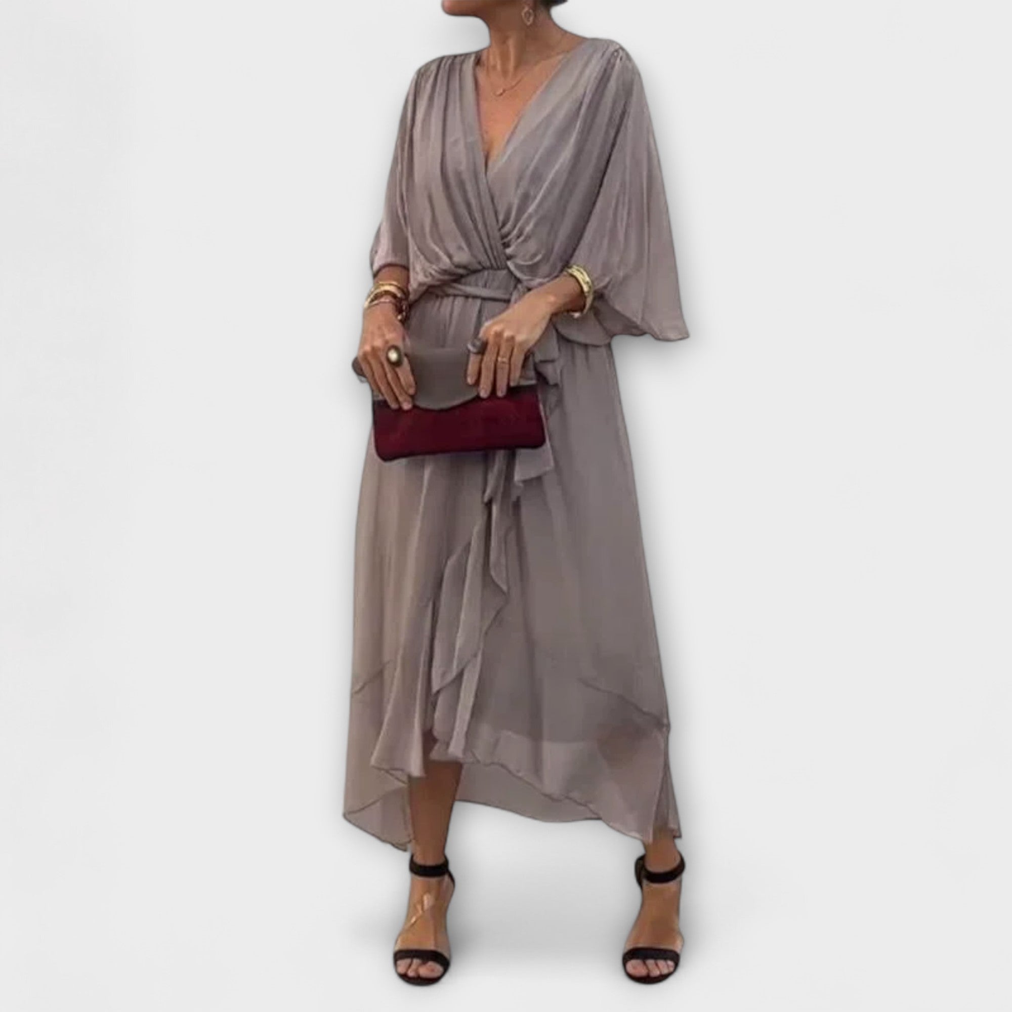 Amoura - Vestido de gasa con escote en V
