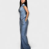Ivy - Conjunto elegante de top con escote en V y pantalones