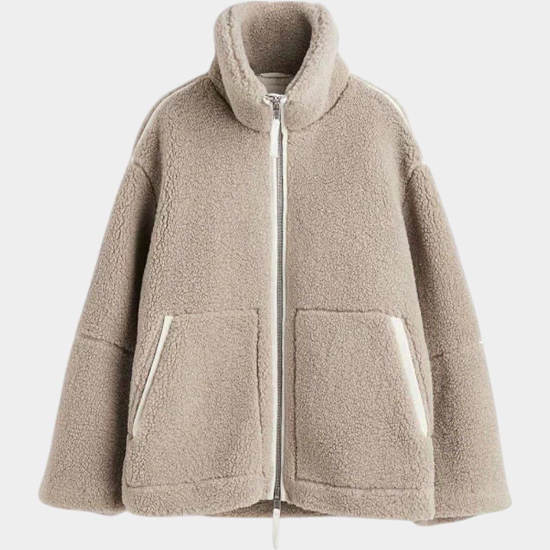 Petra – abrigo de peluche de mujer oversize con cremallera