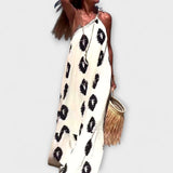Isla - Maxivestido asimétrico con estampado de rayos de sol