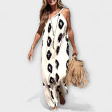 Isla - Maxivestido asimétrico con estampado de rayos de sol