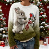 Suzette – Suéter de felpa con conejito navideño