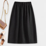 Falda Midi Vintage Elegante Magdalena Con Bolsillos Delanteros