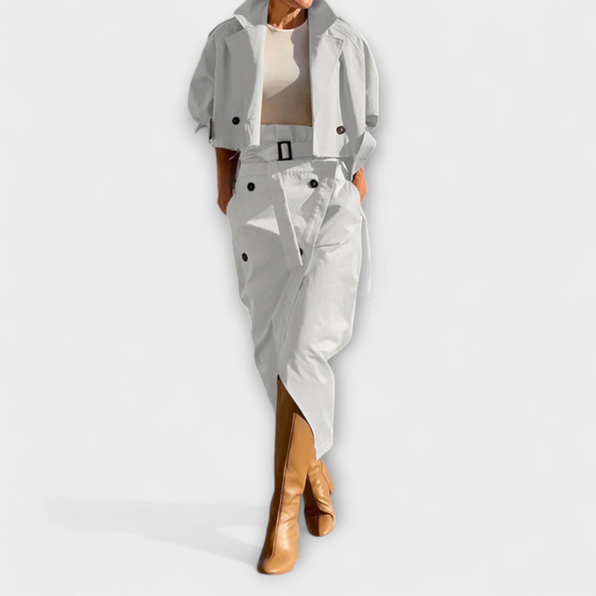 Lyra - Falda midi elegante con bolsillos