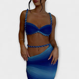 Jane - Dúo de crop top de punto degradado y sobrefalda de punto
