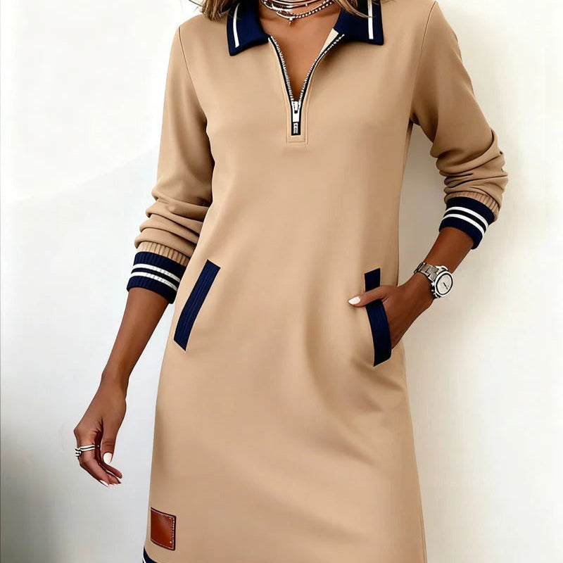 Monika - Vestido de sudadera con cuello con cremallera