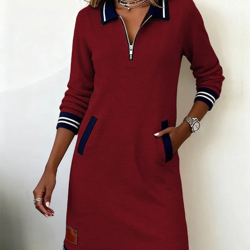 Monika - Vestido de sudadera con cuello con cremallera