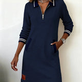Monika - Vestido de sudadera con cuello con cremallera