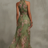 Arantxa - Vestido Maxi Halter Floral Elegante