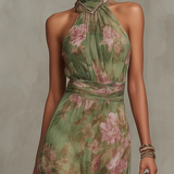Arantxa - Vestido Maxi Halter Floral Elegante