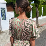 Leonor - Vestido Midi Estampado en Tonos Cobre