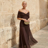 Barcelona - Vestido Maxi de Hombros Descubiertos
