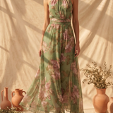 Arantxa - Vestido Maxi Halter Floral Elegante