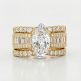 Veronika - Juego de anillos con diamantes y detalles de oro.