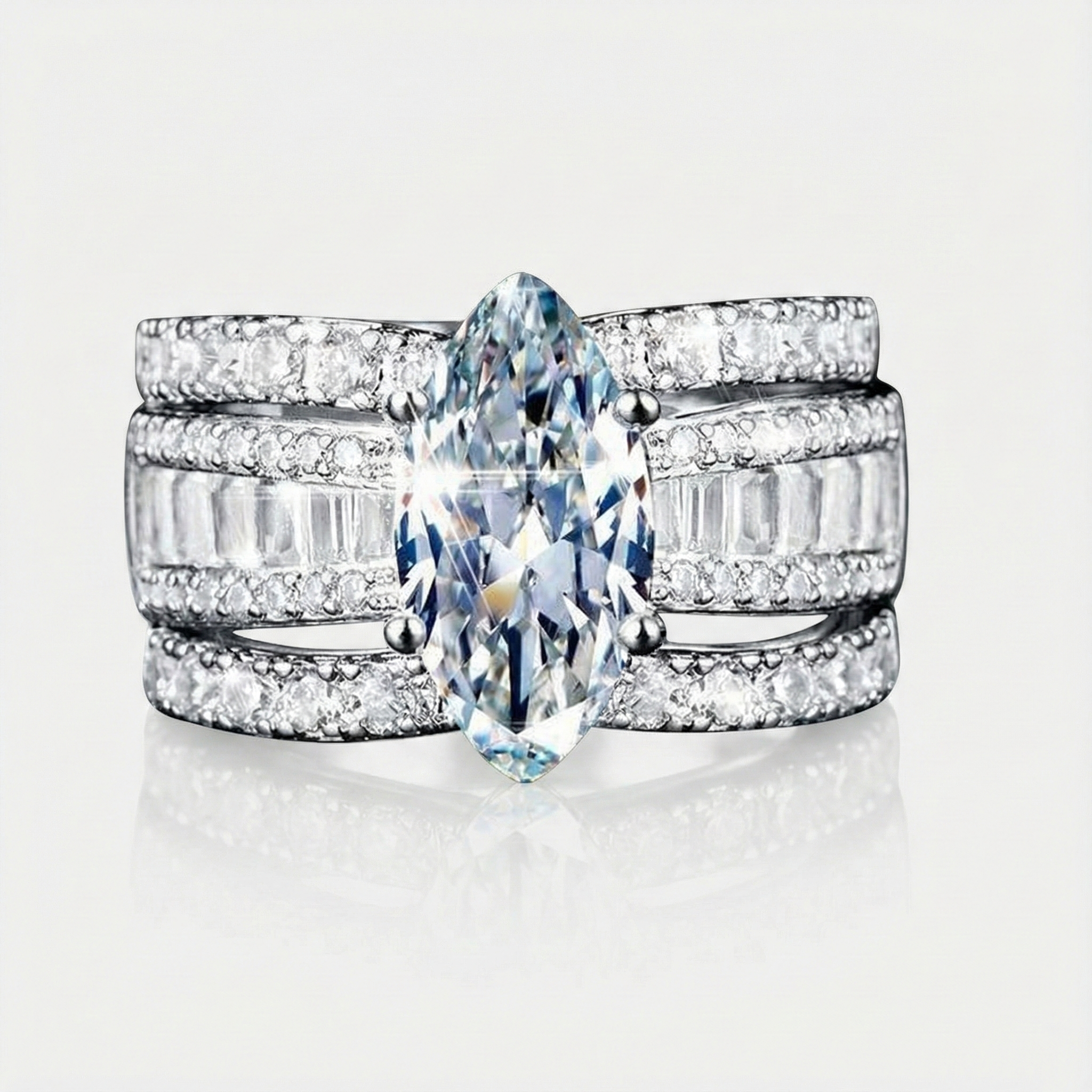 Veronika - Juego de anillos con diamantes y detalles de oro.