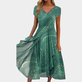 Tereza - Elegante vestido midi con cuello de pico