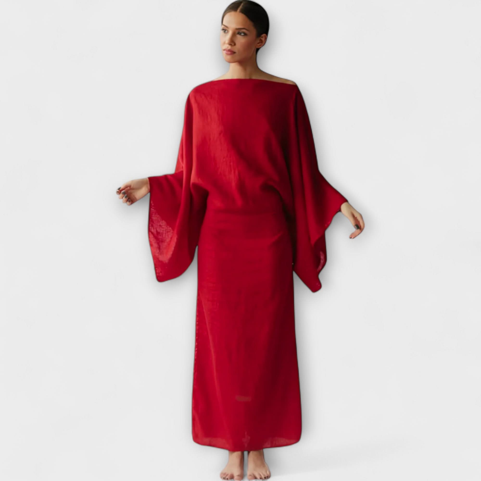 Dana - Vestido kimono confeccionado en lino y algodón