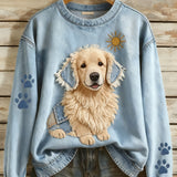 Chica - Sudadera con capucha de manga larga para mujer Estilo retro Retazos Estampado animal Informal Comodidad