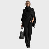 Elena | Conjunto de punto de poncho y pantalones anchos