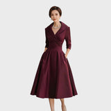 Tereza | Elegante vestido midi de manga larga