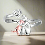 Anne™ | Anillo con icono de perro (Rosa)